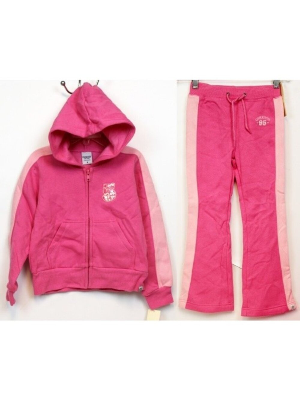 Y2K Oshkosh 2pc Outfit sz 5 Pink Track Suit Hoodie Sweatpants Sporty NEW Zip up